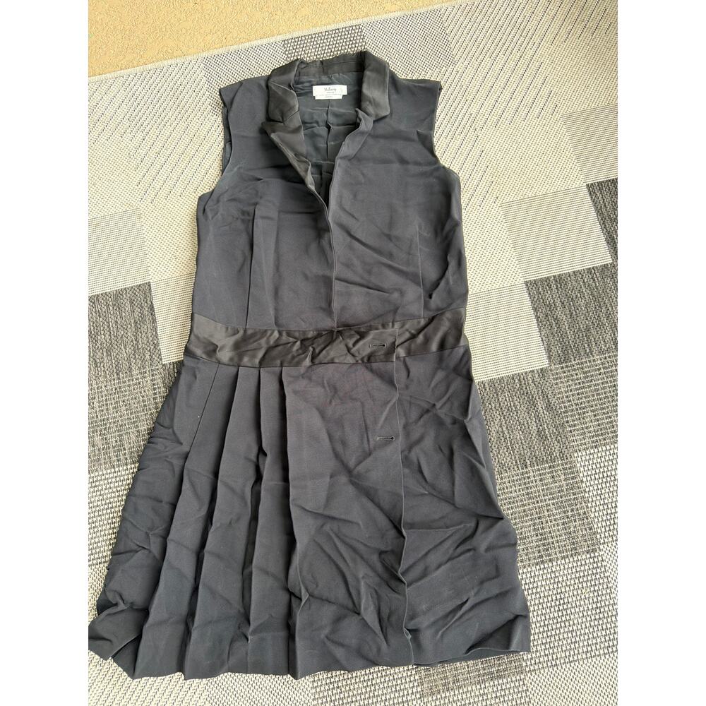 MULBERRY Women's Pleated Shirt Dress Size 42 Dark Grey Stretch Sleeveless